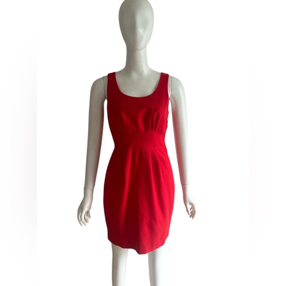 Loeffler Randall Sheath Dress Red Round Neck Sleeveless Wool Lined Size 4 - Picture 1 of 6
